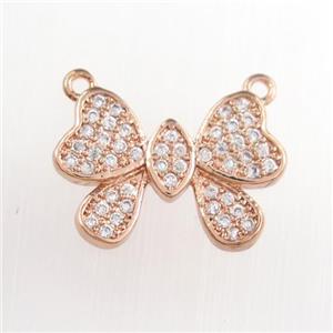 copper butterfly pendants paved zircon, rose gold, approx 11-17mm