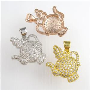 copper teapot pendants paved zircon, mixed, approx 17-20mm