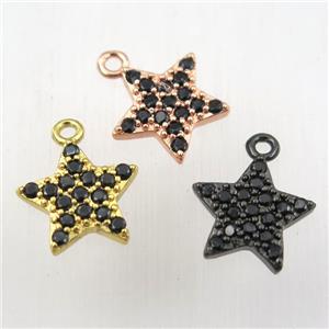 copper star pendant paved zircon, mix color, approx 12mm dia