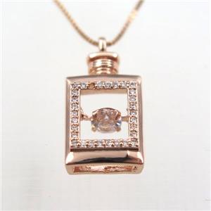 copper necklace pave zircon, rose gold, approx 10-18mm, 0.6mm chain, 40cm length