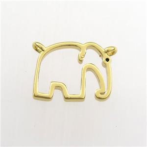 copper elephant pendant with 2loops, gold plated, approx 11-14mm