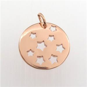copper circle pendant, rose gold, approx 16mm dia