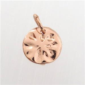 copper circle pendant, hammered, rose gold, approx 9mm dia