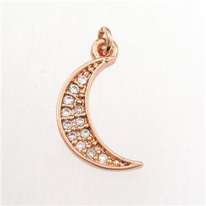copper moon pendant paved zircon, rose gold, approx 7-12mm