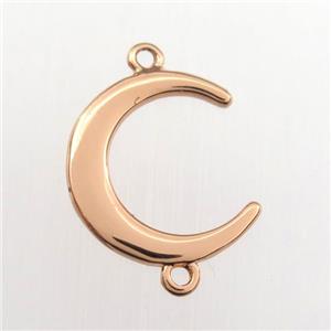 copper moon connector, rose gold, approx 15mm