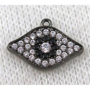 copper eye pendant paved zircon, black plated, approx 12-17mm