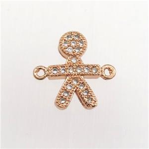 copper kids connector paved zircon, rose gold, approx 8-12mm