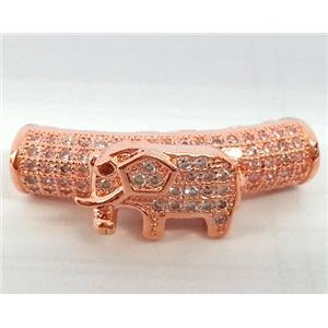 Zircon, bracelet bar, copper tube, red copper, approx 6x27mm