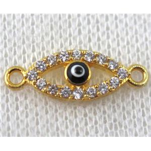 copper eye connector paved zircon, gold plated, approx 8-20mm