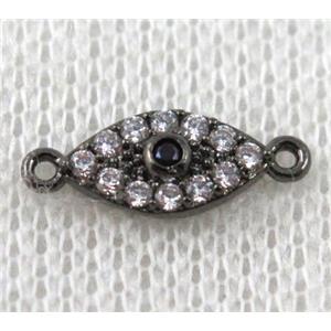 copper eye connector paved zircon, black plated, approx 6-15mm
