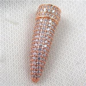 copper horn pendant paved zircon, rose gold, approx 14-40mm
