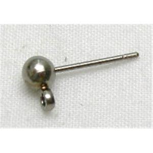 Post Earring, copper, black, 4mm ball, 14.3mm length