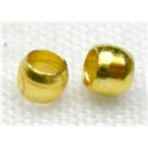 Round Crimp Beads, copper, gold plated, 2.5mm diameter
