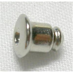 Bullet Clutch Earring Back, copper, platinum plated, 4mm diameter