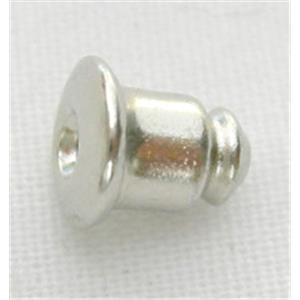 Bullet Clutch Earring Back, aluminium, platinum plated, 4mm diameter