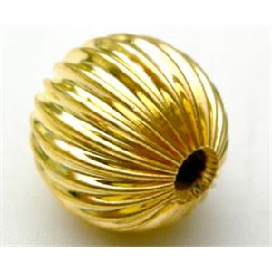round corrugated beads, copper, gold plated, 6mm diameter