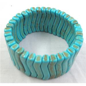 Turquoise Bracelet, stretchy, 65mm dia, bead:30mm length