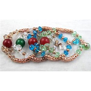 Chinese Crystal Glass Bracelet, stretchy, mixed, 60mm dia