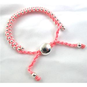 Fashion Bracelets, resizable, nylon and copper bead, 8mm dia, approx 25cm length