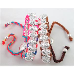 mix Friendship Bracelets, skull, resizable, hand-made, 10mm wide, 8 inch length