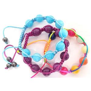 Friendship Bracelets, resizable, mixed color, hand-made, 12mm bead, approx 8 inch length