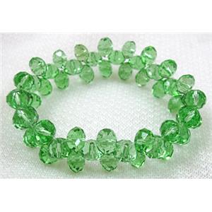 Chinese Crystal Glass Bracelet, stretchy, green, 60mm dia,glass:8mm