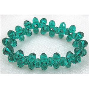 Chinese Crystal Glass Bracelet, stretchy, peacock-blue, 60mm dia, 8mm bead