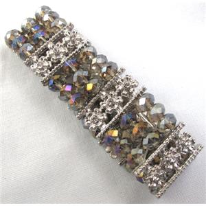 Stretchy Chinese Crystal glass Bracelet, approx 26mm wide, 6.7 inch(17cm) length