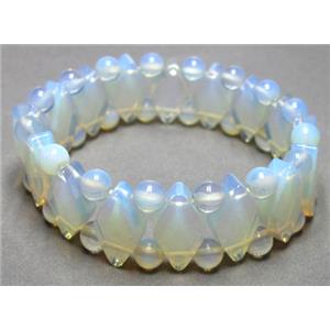 opal stone bracelet, stretchy, 20mm wide, 8 inch length