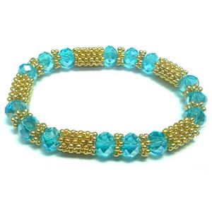 Stretchy Bracelets, chinese crystal bead and alloy snow spacer, 10mm bead, 8 inch length