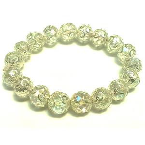 Chinese Crystal Glass Bracelet, stretchy, clear, 10mm bead, 8 inch length