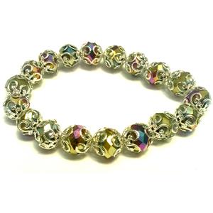 Chinese Crystal Glass Bracelet, stretchy, 10mm bead, 8 inch length
