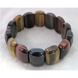 rainbow Tiger eye stone bracelet, AA grade, stretchy, approx 24x16mm, 63mm dia