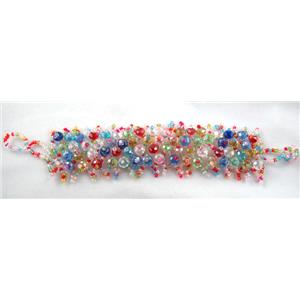 Chinese Crystal glass Bracelet, seed glass bead, colorful, approx 35mm wide, 7.5 inch(19cm) length