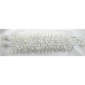 Chinese Crystal glass Bracelet, seed glass bead, clear, approx 50mm wide, 7.5 inch(19cm) length