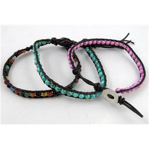mixed handmade fashion gemstone wrap bracelet, approx 4mm bead, 8mm wide, 51cm length