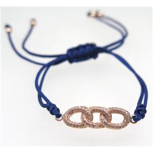 handmade bracelet with Link pave zircon, nylon wire, approx 50-60mm dia