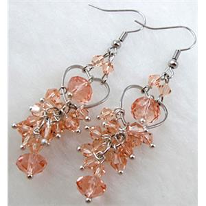 Fashion jewelry Earrings,Chinese Glass Crystal Beads, approx 65mm length, 15mm