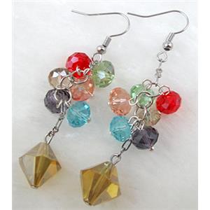 Fashion jewelry Earrings,Chinese Glass Crystal Beads, approx 65mm length, 12mm