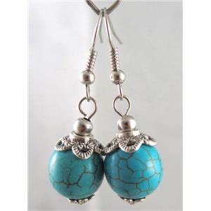 handmade earring with turquoise, copper, alloy bead, approx 30-60mm length