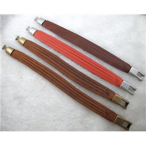 Genuine Leather Bracelet, mixed, 16mm wide, 8 inch length
