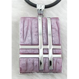 Acrylic Necklace, alloy, rubber cord, 22x32mm, 16 inch length