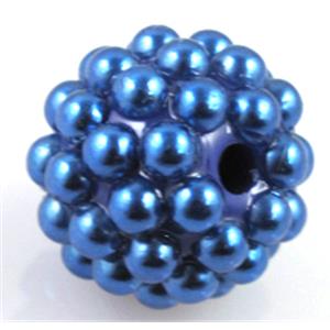resin bead, round, deep blue, 14mm dia, 2.5mm hole