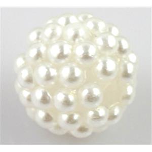 resin bead, round, white, 14mm dia, 2.5mm hole