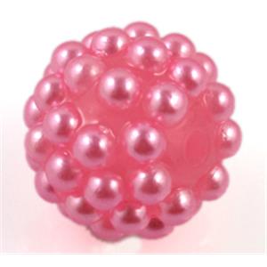 round resin bead, hotpink, 14mm dia, 2.5mm hole
