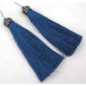 tassel with nylon wire, zircon bead, crown, approx 14mm 90mm length