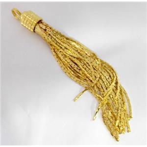 handmade tassel pendant with gold copper chain, approx 10mm dia, 60-80mm length