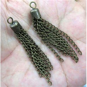 handmade tassel pendant with bronze iron chain, approx 6.5mm dia, 65mm length