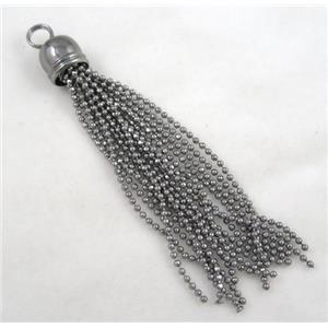 handmade tassel pendant, copper chain black, approx 10mm, 70mm length