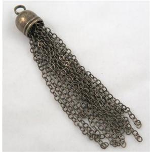 handmade tassel pendant, copper chain, bronze, approx 10mm, 70mm length